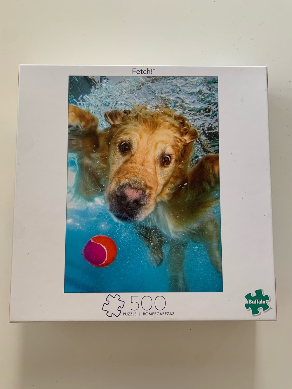 Buffalo Games 500-Piece Puzzle - Golden Retriever Fetch! (Blue)